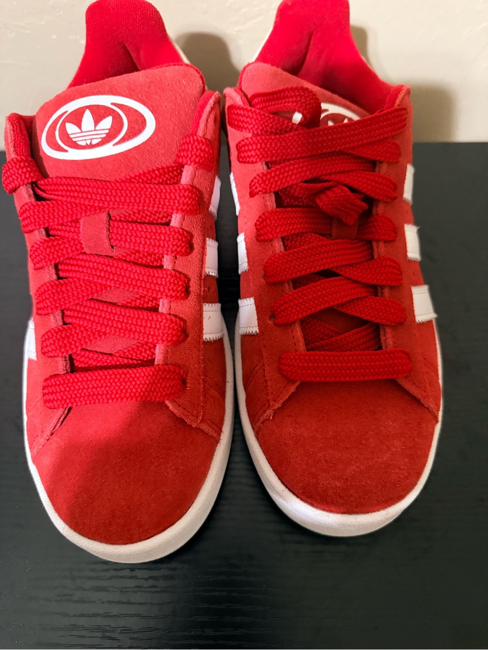 adidas Women’s Campus Red Suede Sneakers with White Stripes. Size 6W NWOT